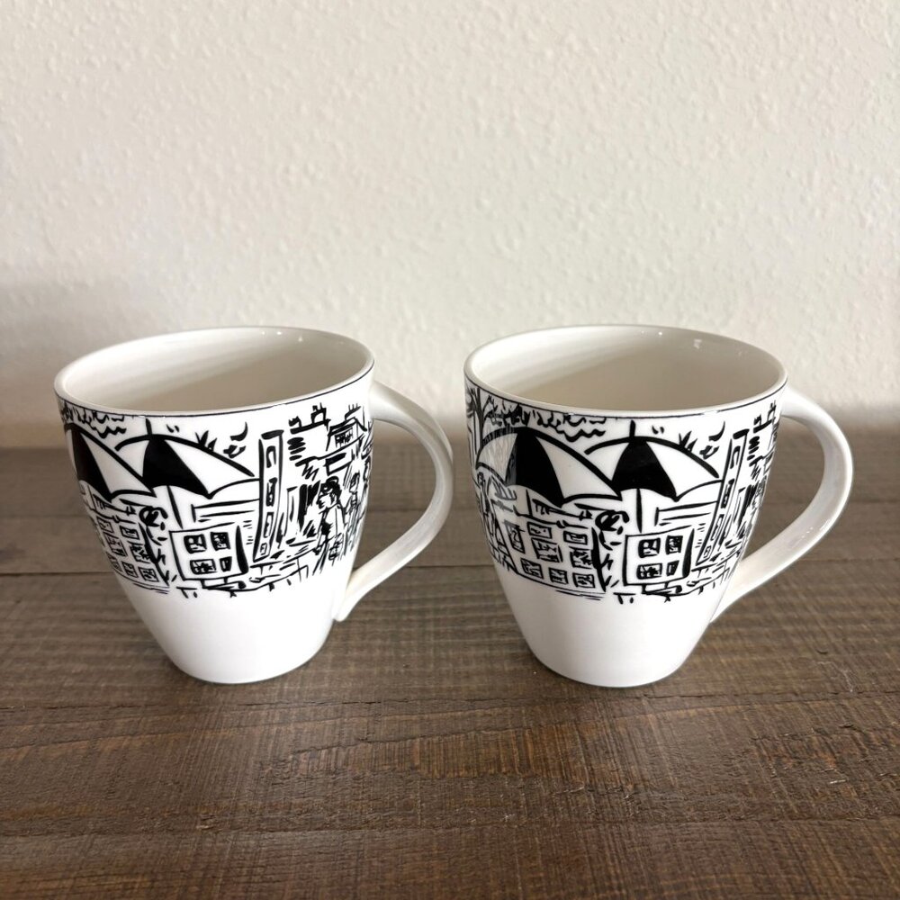 Mikasa Parisian Scenes HK 114 Coffee Cappuccino Mug Set of 2 Susan Steinberg